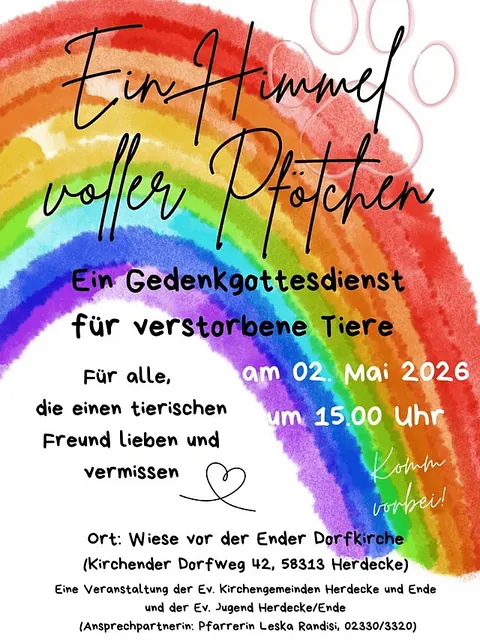 Plakat zum Gedenkgottesdienst für verstorbene Tiere