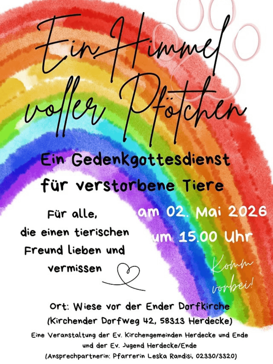 Plakat zum Gedenkgottesdienst für verstorbene Tiere