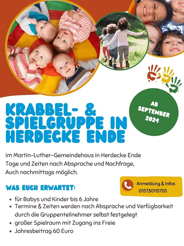 Plakat zur Krabbel- und Spielgruppe in Ende