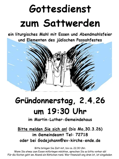 Einladung zum Gottesdienst zum Sattwerden
