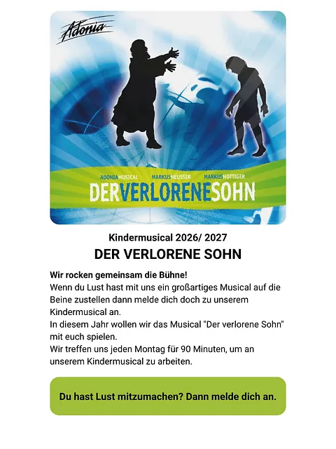 Plakat zum Kindermusical der Kirchengemeinde Ende 2026/2027 