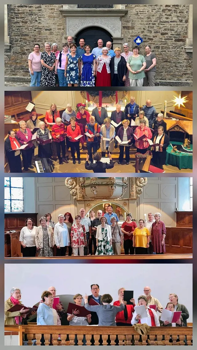 Eine Collage mit vier Bildern. Auf jedem Bild ist eine Gruppe Menschen zu sehen